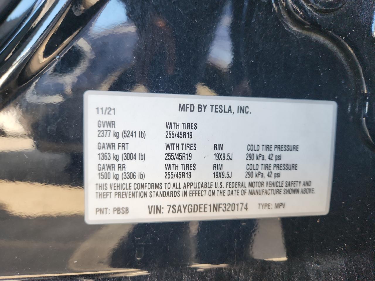 2022 Tesla Model Y VIN: 7SAYGDEE1NF320174 Lot: 82674145