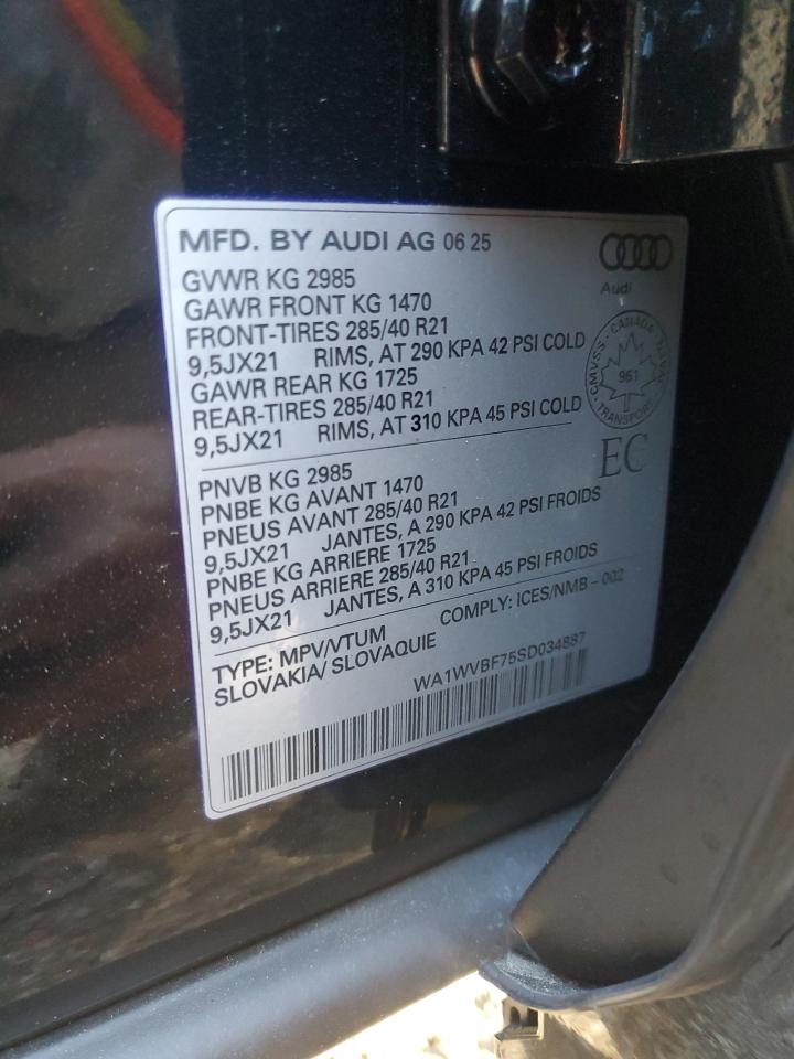 2025 Audi Q7 Technik VIN: WA1WVBF75SD034887 Lot: 85489515