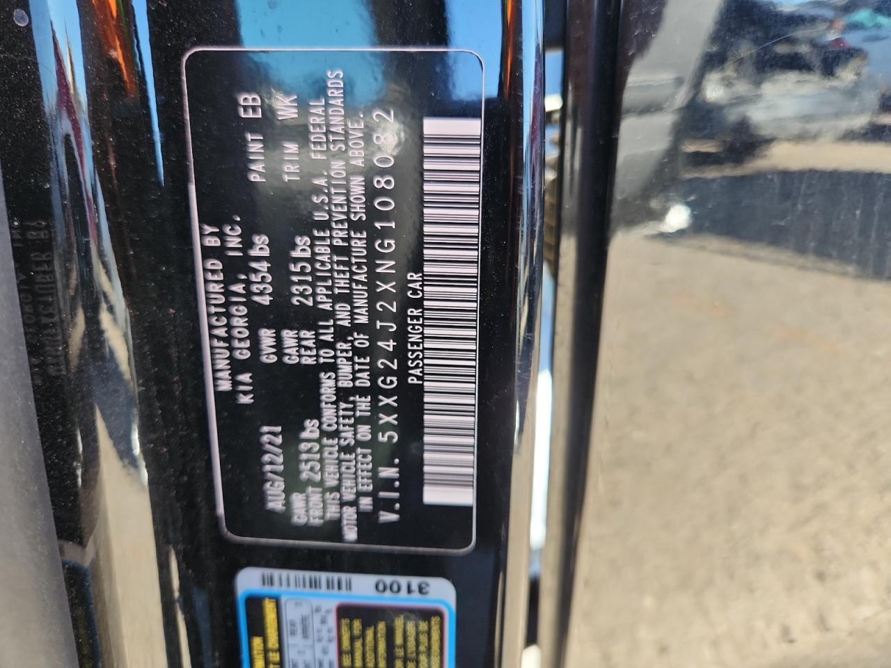 2022 Kia K5 Lx VIN: 5XXG24J2XNG108082 Lot: 81919355