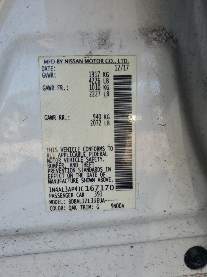 2018 Nissan Altima 2.5 VIN: 1N4AL3AP4JC167170 Lot: 85529855