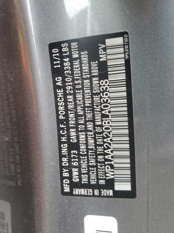 2011 Porsche Cayenne VIN: WP1AA2A20BLA03638 Lot: 84065005