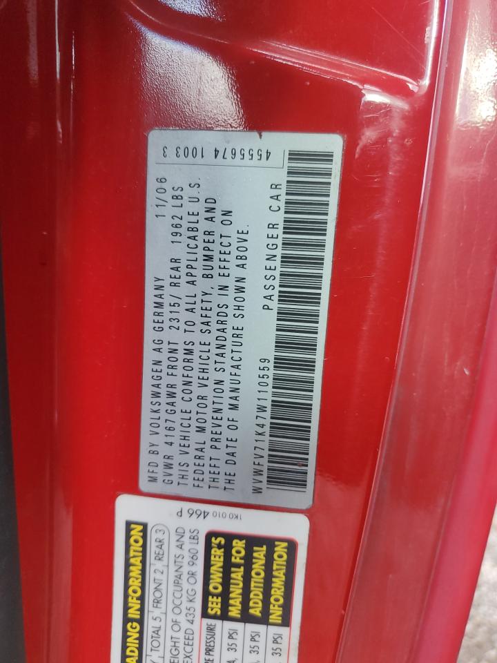 2007 Volkswagen New Gti Fahrenheit VIN: WVWFV71K47W110559 Lot: 89687835