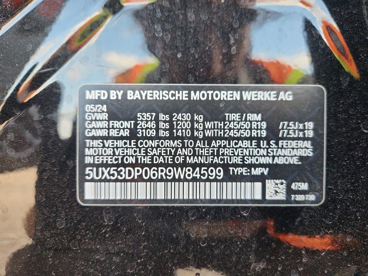 2024 BMW X3 VIN: 5UX53DP06R9W84599 Lot: 82202065