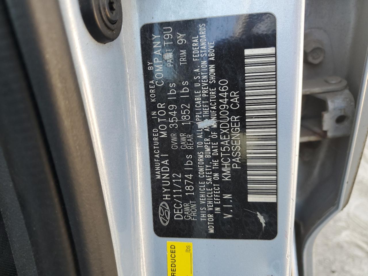 2013 Hyundai Accent Gls VIN: KMHCT5AEXDU094460 Lot: 82002485