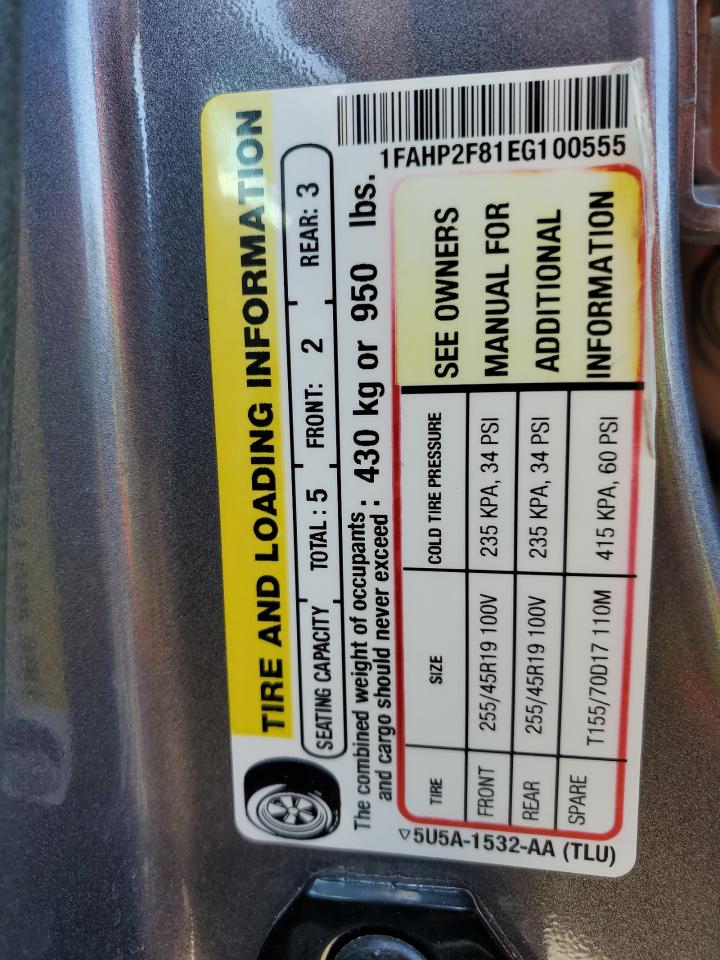 2014 Ford Taurus Limited VIN: 1FAHP2F81EG100555 Lot: 84612695