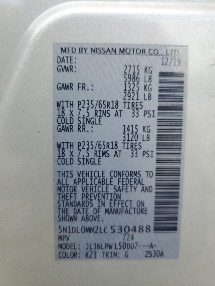 2020 Infiniti Qx60 Luxe VIN: 5N1DL0MM2LC530488 Lot: 89505775