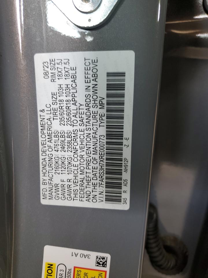 2024 Honda Cr-V Exl VIN: 7FARS3H7XRE000773 Lot: 86085385