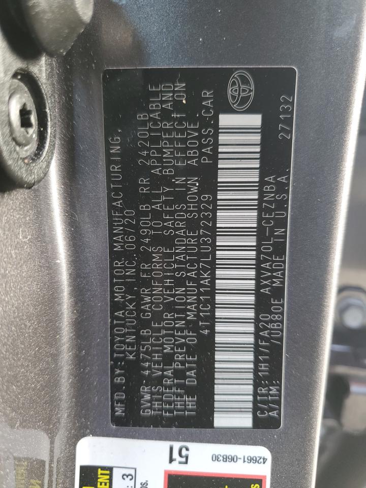 2020 Toyota Camry Le VIN: 4T1C11AK7LU372329 Lot: 84774805