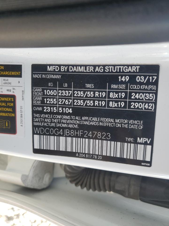 2017 Mercedes-Benz Glc 300 VIN: WDC0G4JB8HF247823 Lot: 89635035