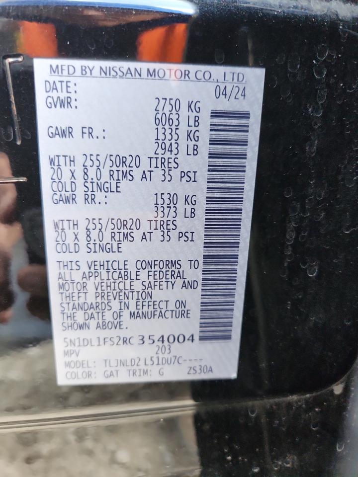 2024 Infiniti Qx60 Luxe VIN: 5N1DL1FS2RC354004 Lot: 87220315