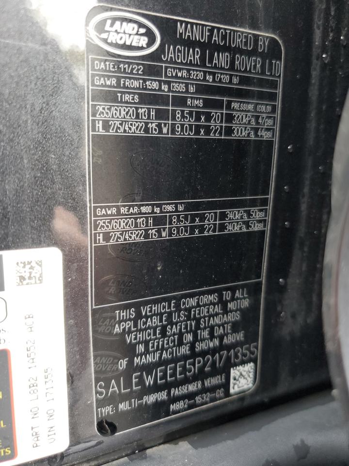 2023 Land Rover Defender 110 VIN: SALEWEEE5P2171355 Lot: 84564925