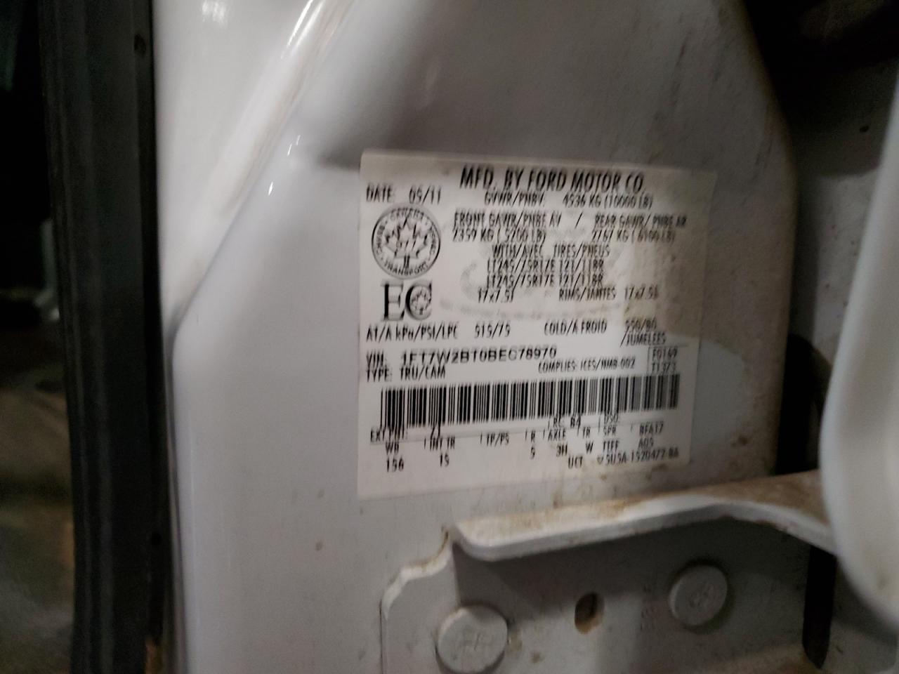 2011 Ford F250 Super Duty VIN: 1FT7W2BT0BEC78970 Lot: 81981075