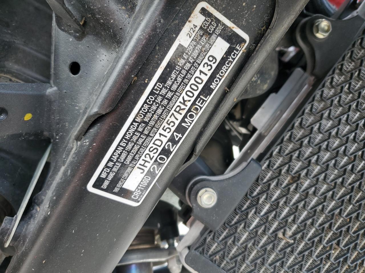 2024 Honda Crf1000 D VIN: JH2SD1557RK000139 Lot: 86630775