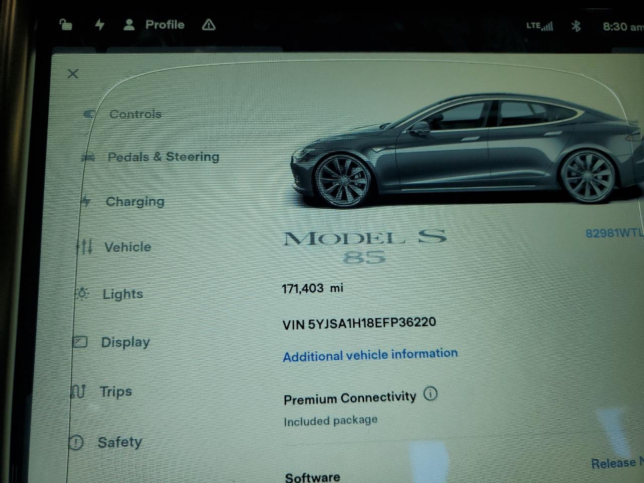 2014 Tesla Model S VIN: 5YJSA1H18EFP36220 Lot: 86127905