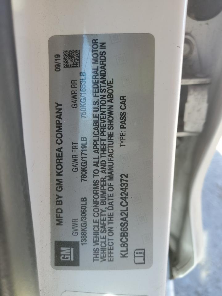 2020 Chevrolet Spark Ls VIN: KL8CB6SA2LC424372 Lot: 90631615