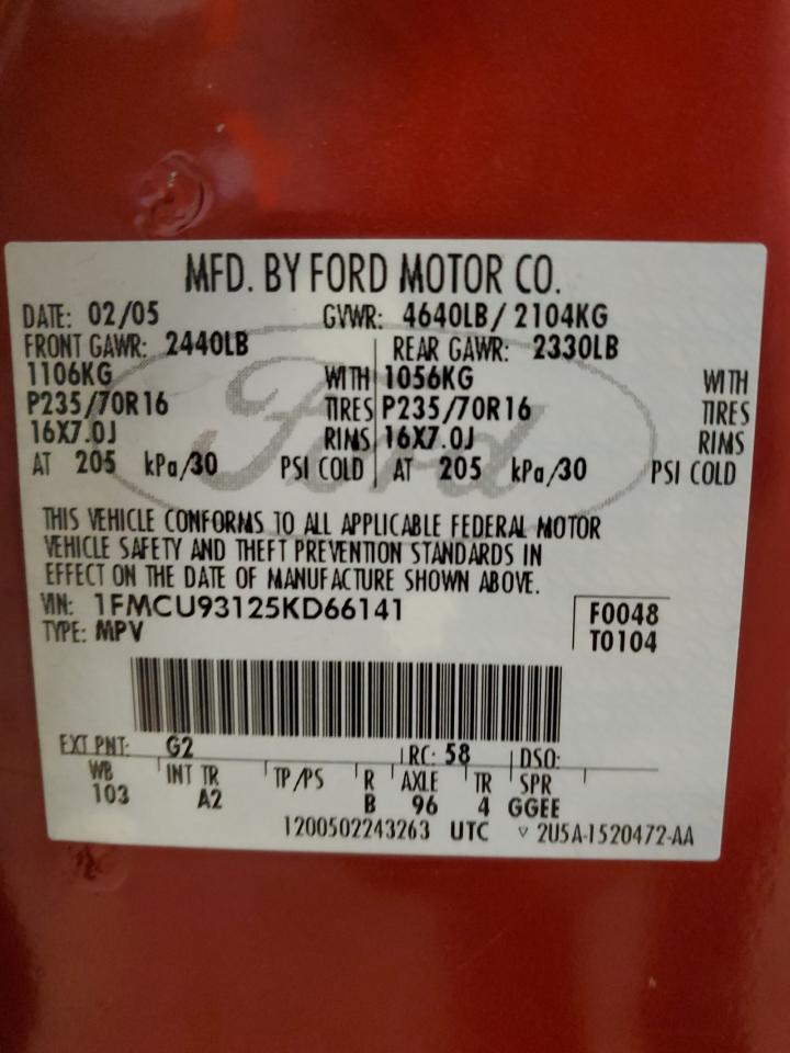 2005 Ford Escape Xlt VIN: 1FMCU93125KD66141 Lot: 84948065