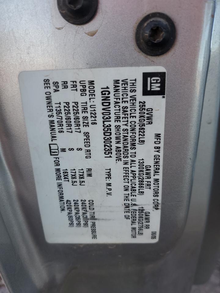 2005 Chevrolet Uplander VIN: 1GNDV03L35D302351 Lot: 82490525