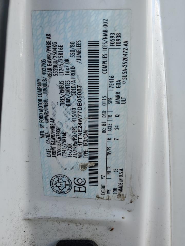 2007 Ford Econoline E250 Van VIN: 1FTNE24W77DB05087 Lot: 86718565