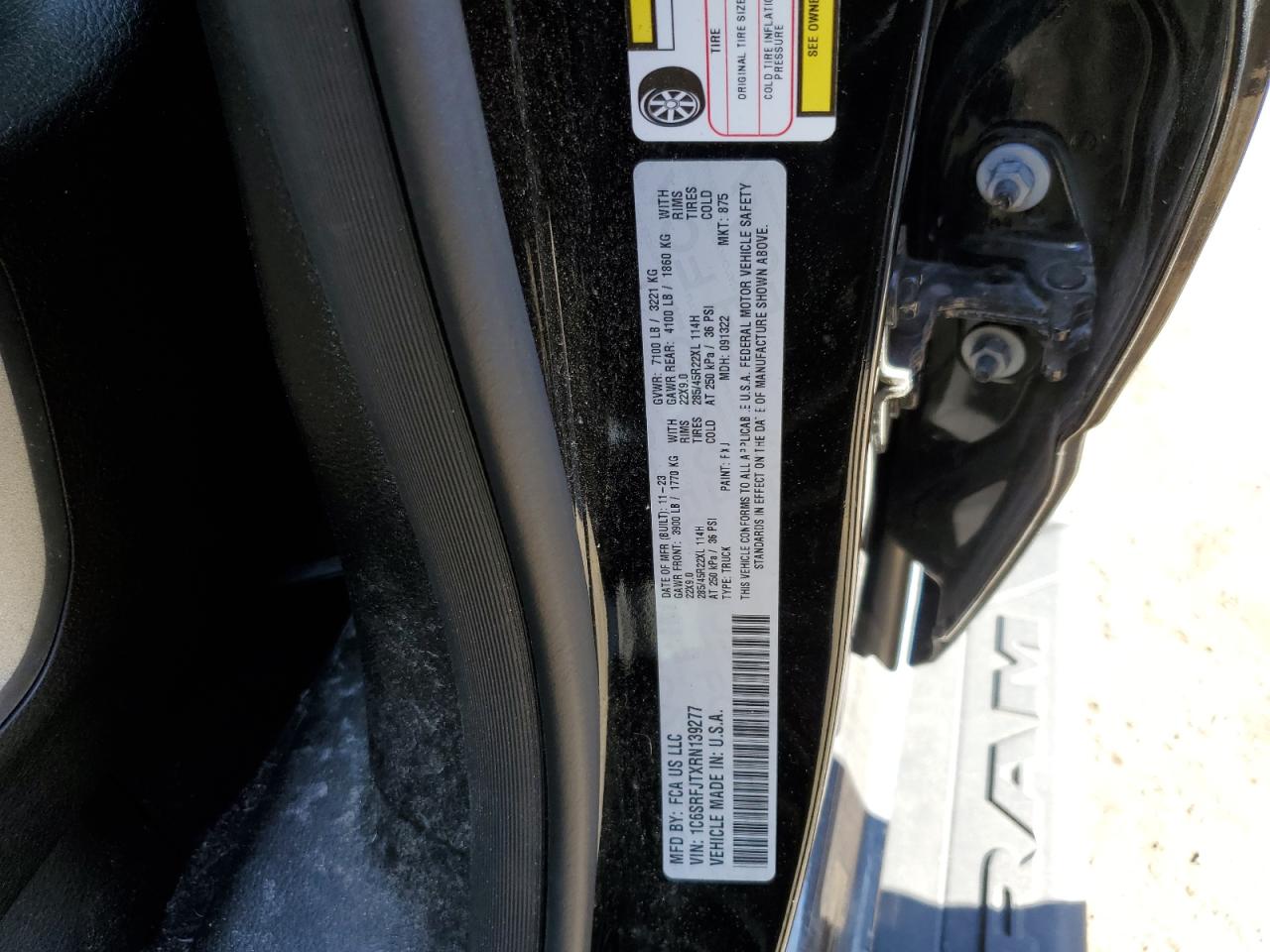 2024 Ram 1500 Laramie VIN: 1C6SRFJTXRN139277 Lot: 87077835