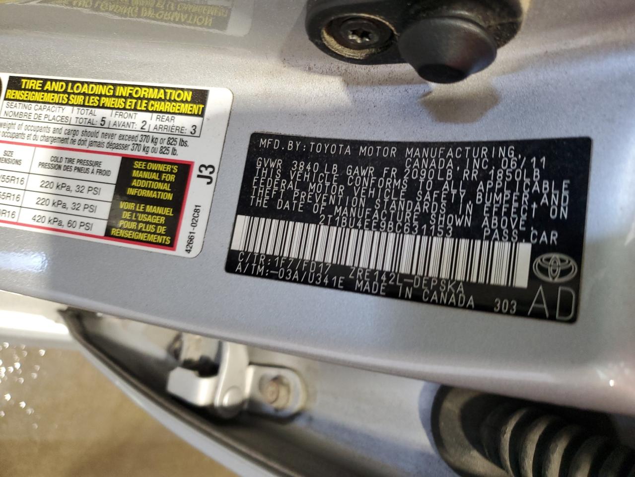 2011 Toyota Corolla Base VIN: 2T1BU4EE9BC631153 Lot: 82187545