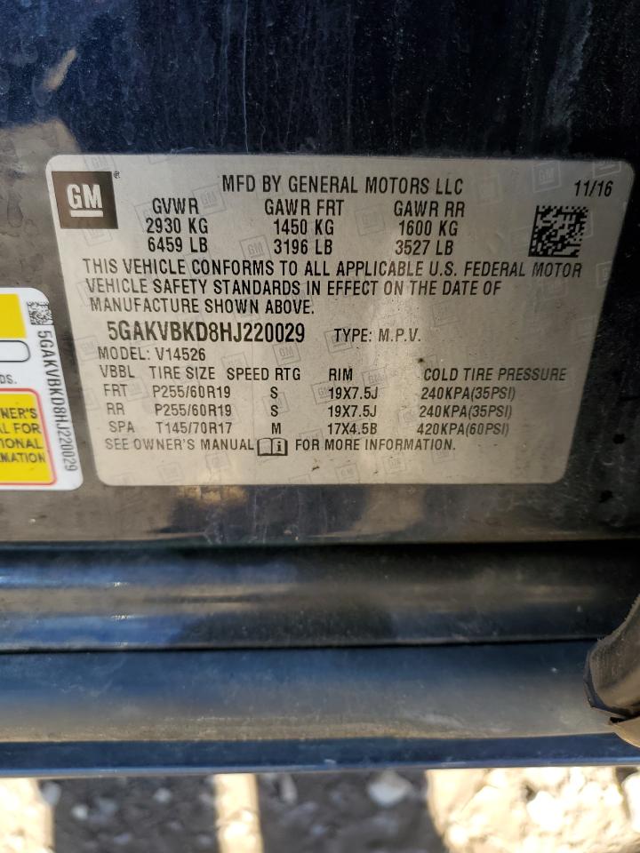 2017 Buick Enclave VIN: 5GAKVBKD8HJ220029 Lot: 87456955