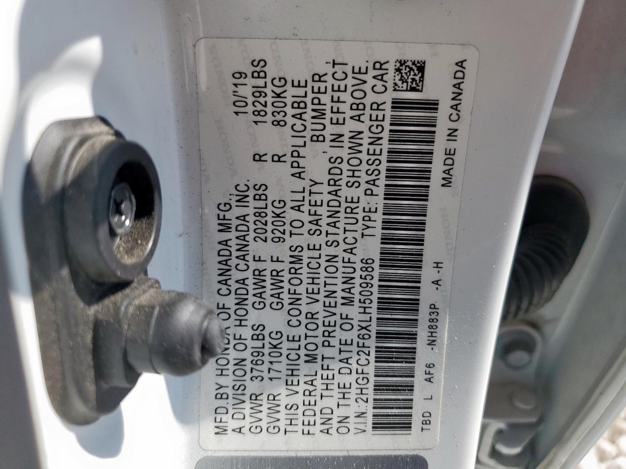 2020 Honda Civic Lx VIN: 2HGFC2F6XLH509586 Lot: 86294745