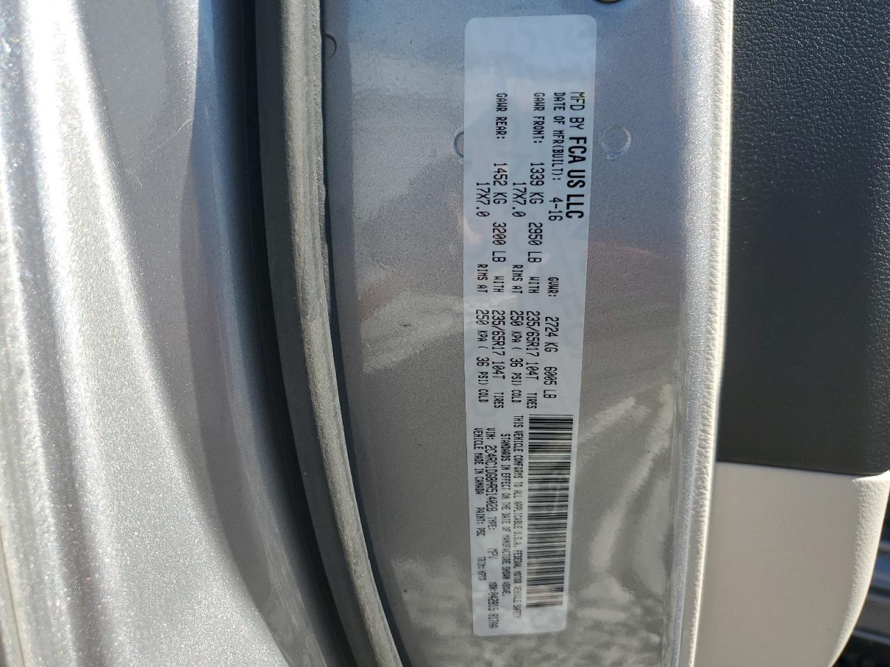 2017 Chrysler Pacifica Touring VIN: 2C4RC1DG8HR514028 Lot: 84880875