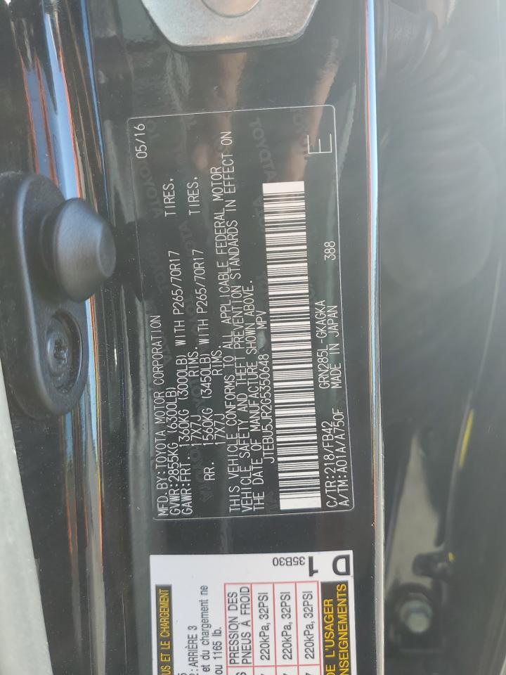 2016 Toyota 4Runner Sr5/Sr5 Premium VIN: JTEBU5JR2G5350648 Lot: 86796575