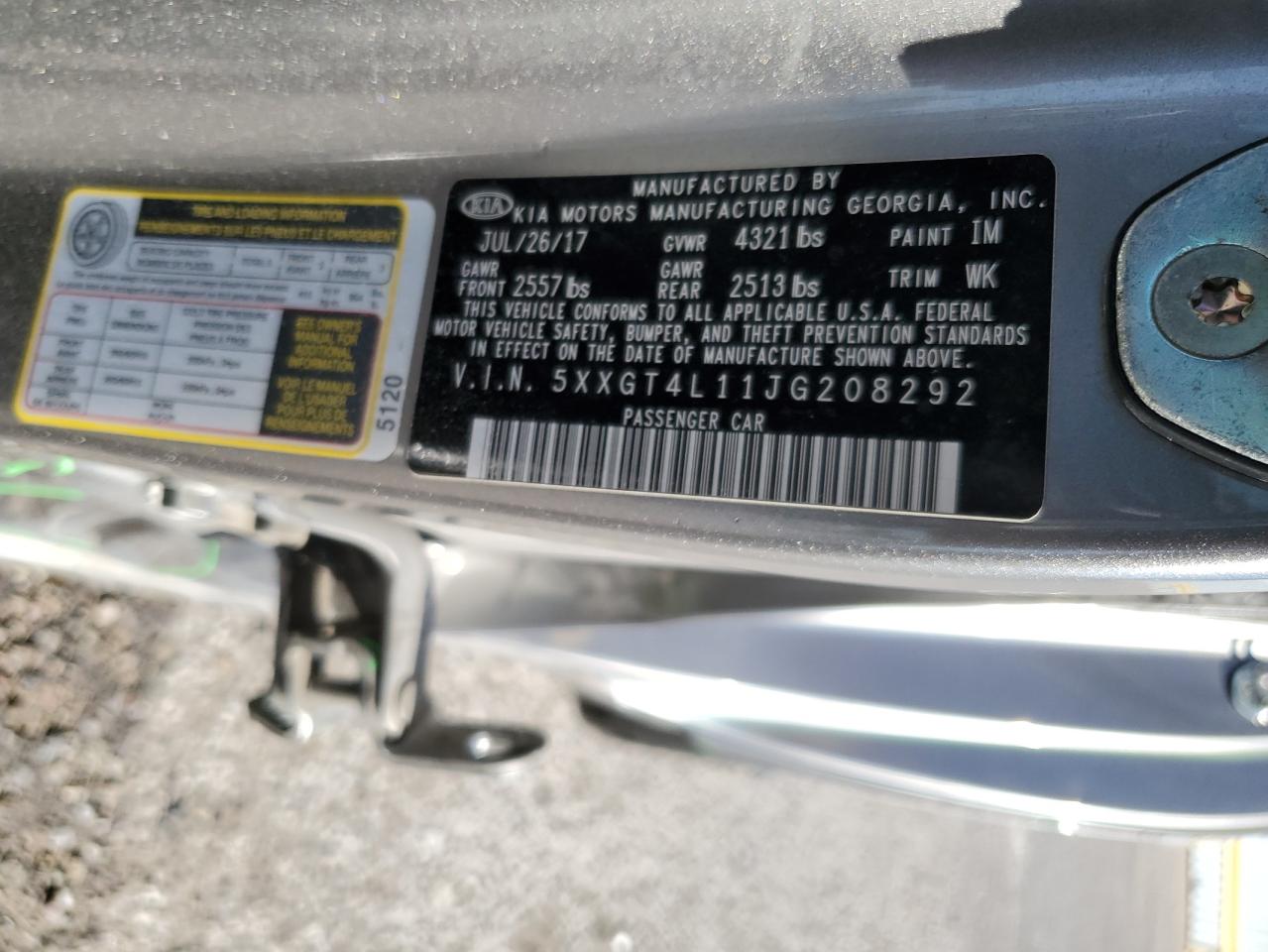 2018 Kia Optima Lx VIN: 5XXGT4L11JG208292 Lot: 84557485