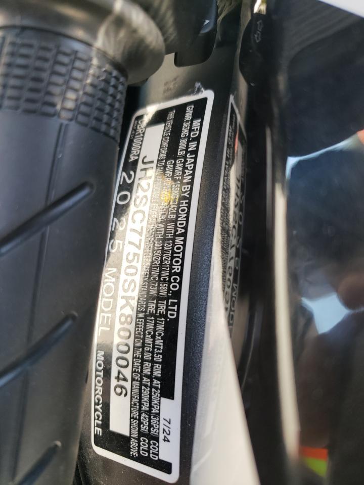 2025 Honda Cbr1000 Ra VIN: JH2SC7750SK800046 Lot: 84656745