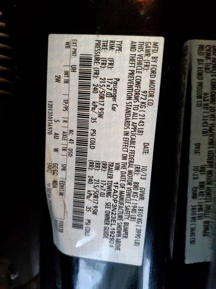 2014 Ford Focus Titanium VIN: 1FADP3N23EL192924 Lot: 85731195