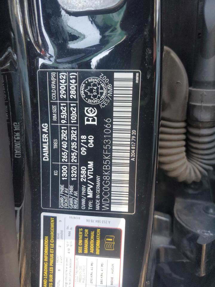 2019 Mercedes-Benz Glc 63 S 4Matic Amg VIN: WDC0G8KB5KF531066 Lot: 85588105