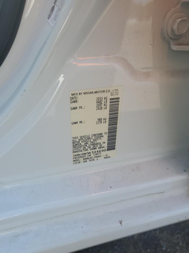 2022 Nissan Altima Sv VIN: 1N4BL4DW7NN344690 Lot: 84475705