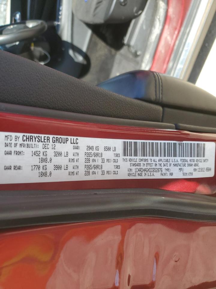 2013 Dodge Durango Sxt VIN: 1C4RDHAGXDC652876 Lot: 82417405