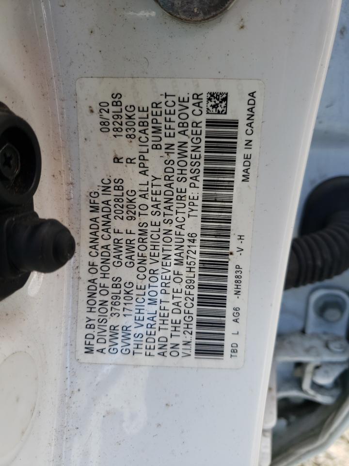 2020 Honda Civic Sport VIN: 2HGFC2F89LH572146 Lot: 87412275