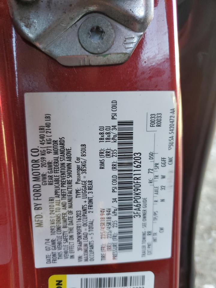 2015 Ford Fusion Titanium VIN: 3FA6P0K90FR116203 Lot: 86333355