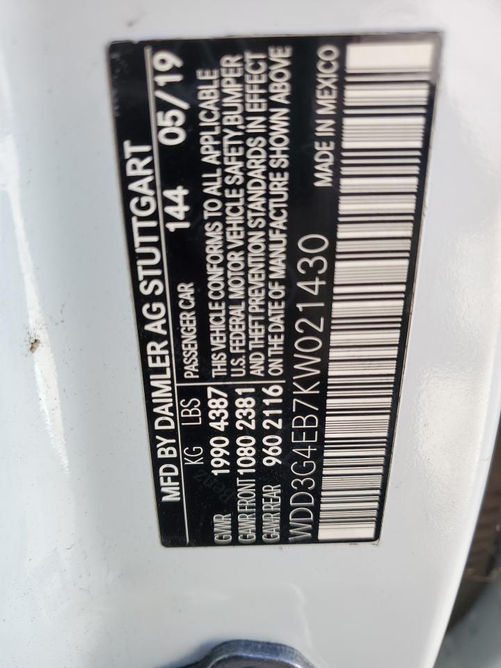 2019 Mercedes-Benz A 220 VIN: WDD3G4EB7KW021430 Lot: 89595315