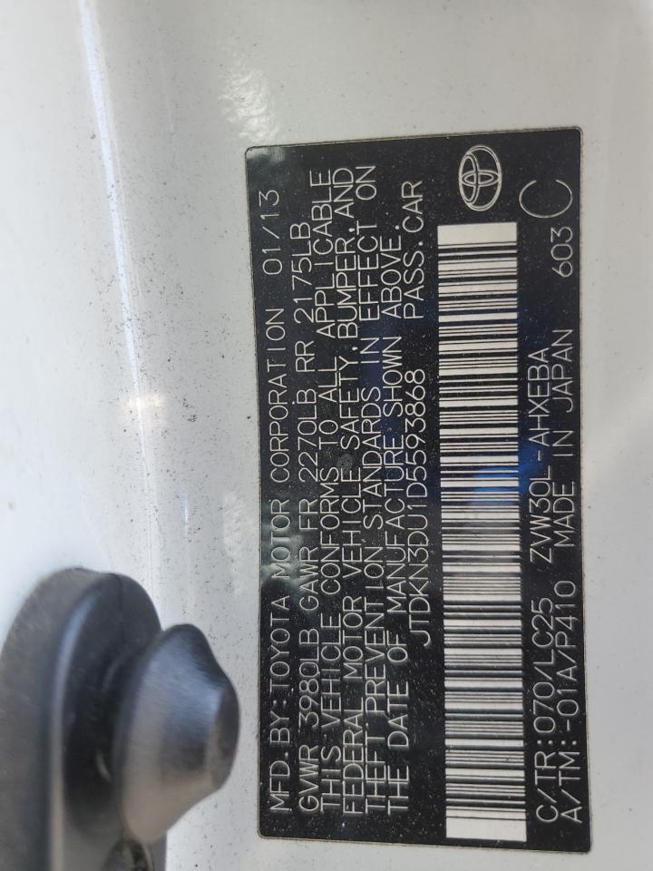 2013 Toyota Prius VIN: JTDKN3DU1D5593868 Lot: 85319805