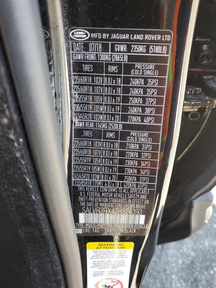 2018 Land Rover Range Rover Evoque Hse VIN: SALVR2RX4JH324393 Lot: 82784075