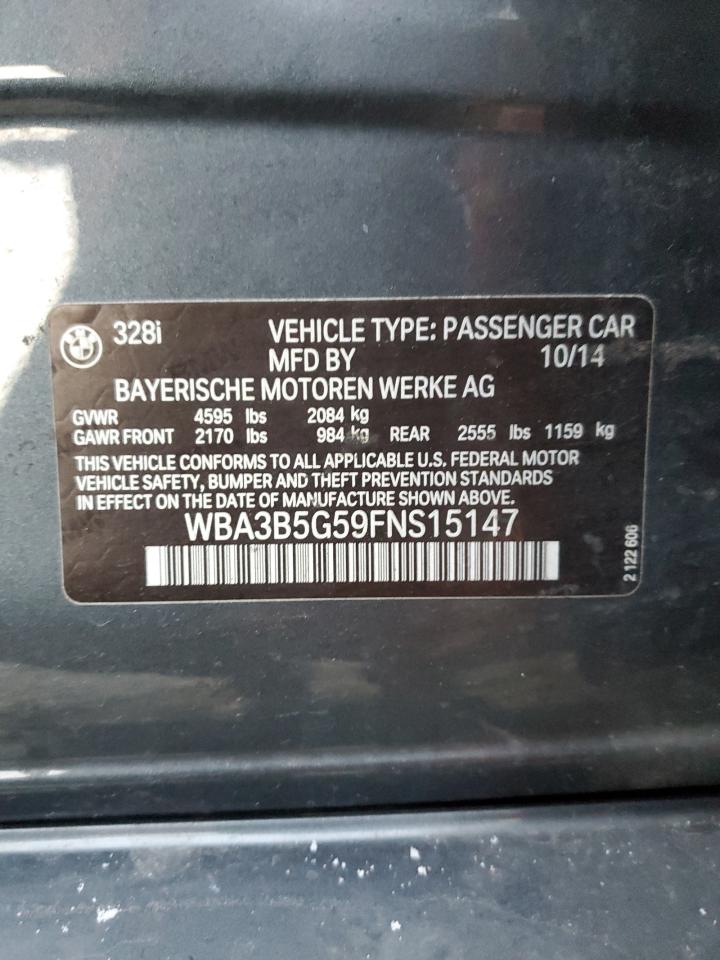 2015 BMW 328 Xi Sulev VIN: WBA3B5G59FNS15147 Lot: 82759795