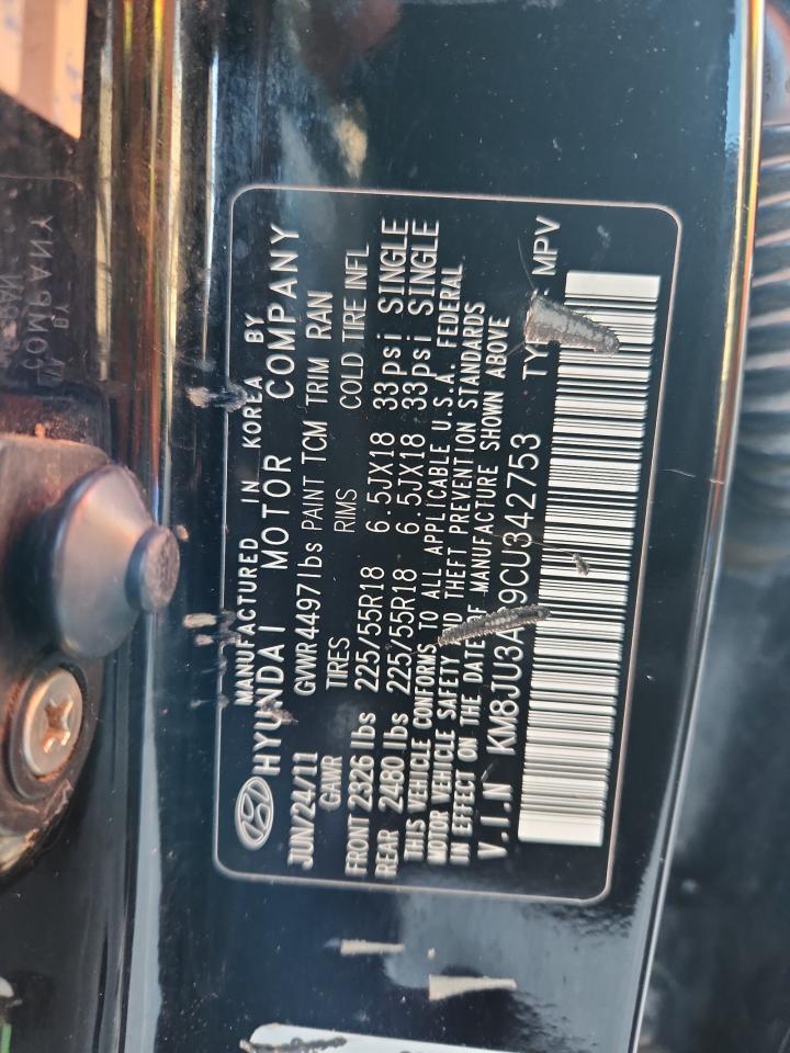 2012 Hyundai Tucson Gls VIN: KM8JU3AC9CU342753 Lot: 84466805