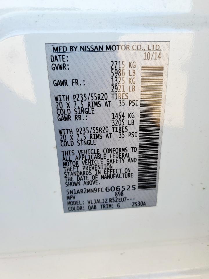 2015 Nissan Pathfinder S VIN: 5N1AR2MN9FC606525 Lot: 85568315