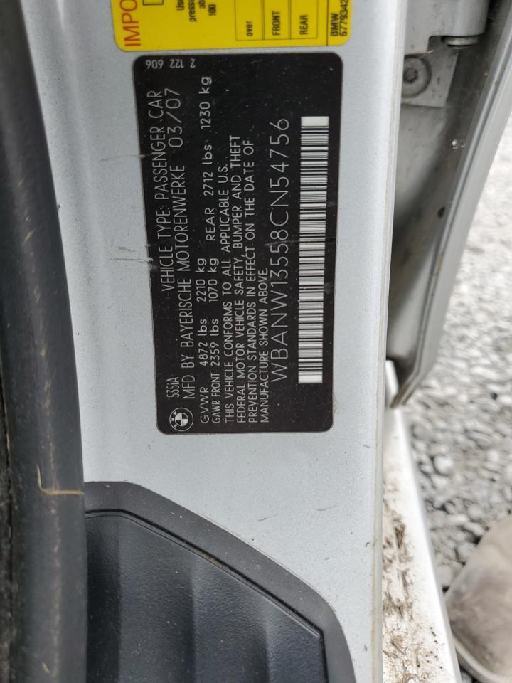2008 BMW 535 I VIN: WBANW13558CN54756 Lot: 85708055