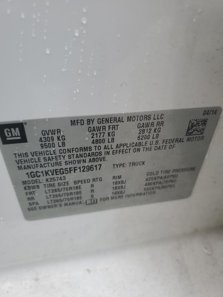 2015 Chevrolet Silverado K2500 Heavy Duty Lt VIN: 1GC1KVEG5FF129617 Lot: 82733465