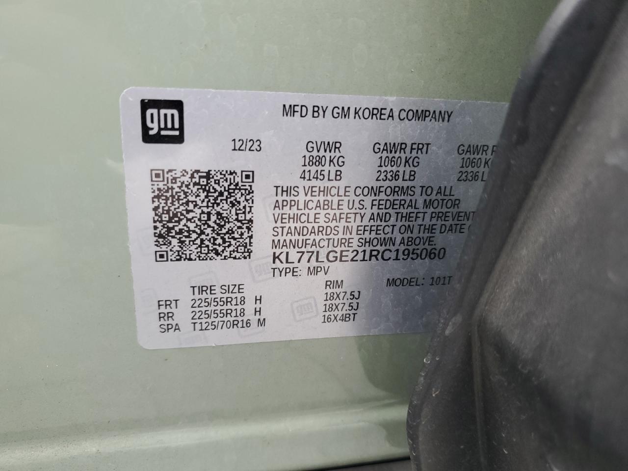 2024 Chevrolet Trax 1Rs VIN: KL77LGE21RC195060 Lot: 89516625