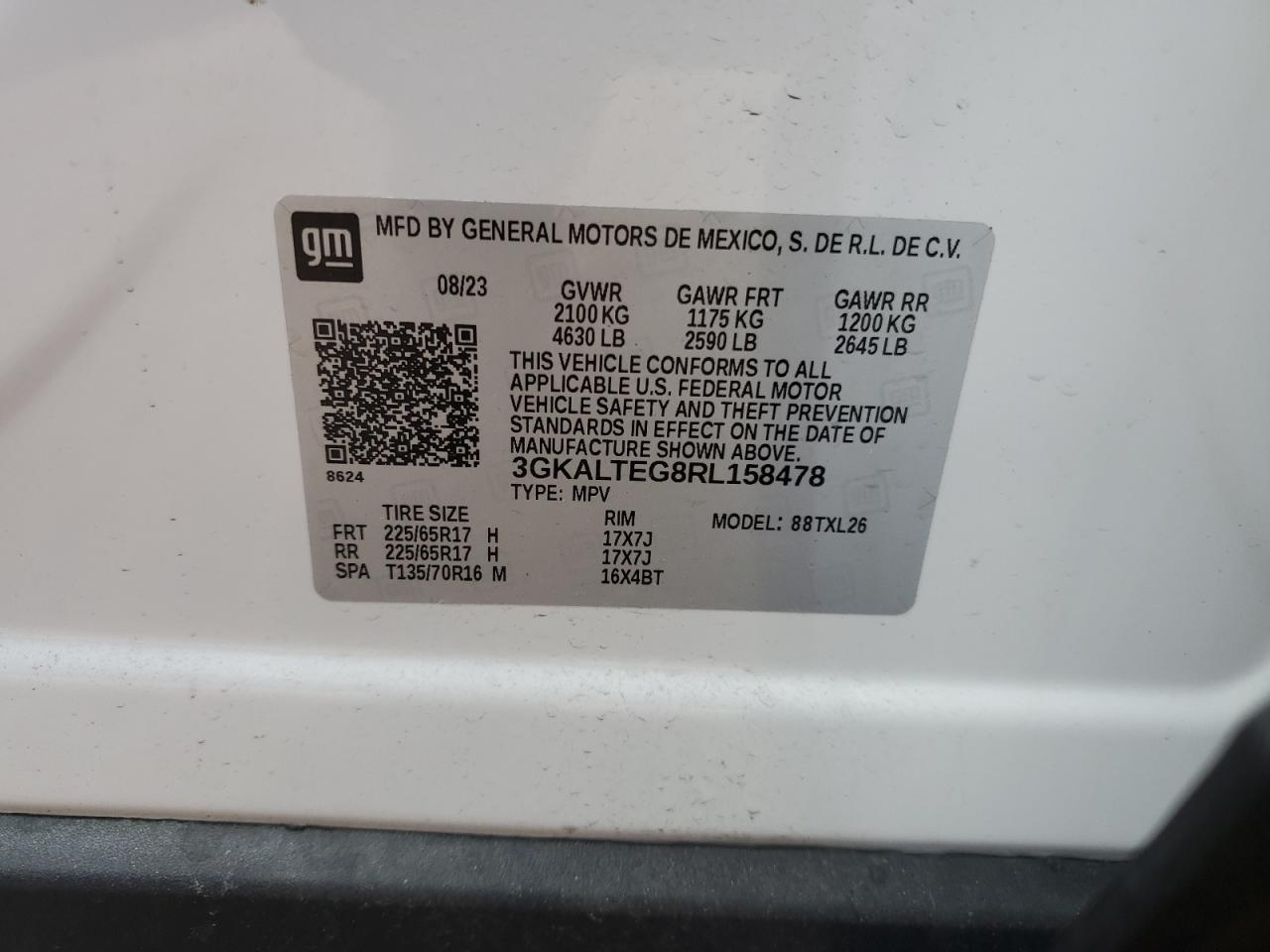 2024 GMC Terrain Sle VIN: 3GKALTEG8RL158478 Lot: 90035435