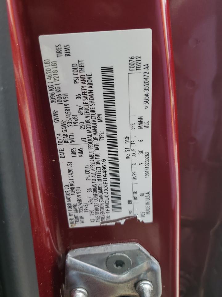 2015 Ford Escape Titanium VIN: 1FMCU0JXXFUA48616 Lot: 85404595