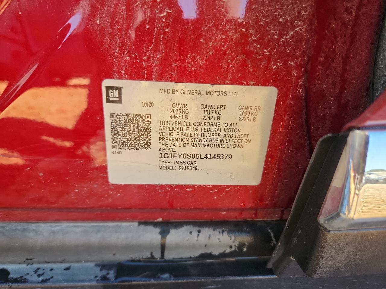 2020 Chevrolet Bolt Ev Lt VIN: 1G1FY6S05L4145379 Lot: 86785145