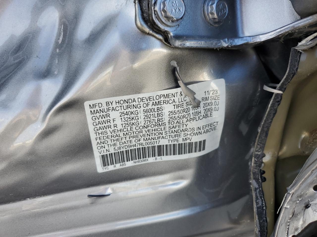 2024 Acura Mdx Technology VIN: 5J8YD9H47RL005017 Lot: 85815005