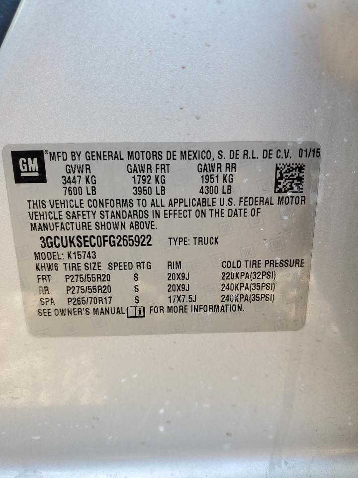 2015 Chevrolet Silverado K1500 Ltz VIN: 3GCUKSEC0FG265922 Lot: 85142295